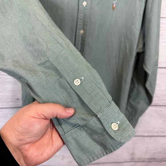 Ralph Lauren Men's Blake Cotton Green Button Up Long Sleeve Shirt Size Large - Picture 5 of 7